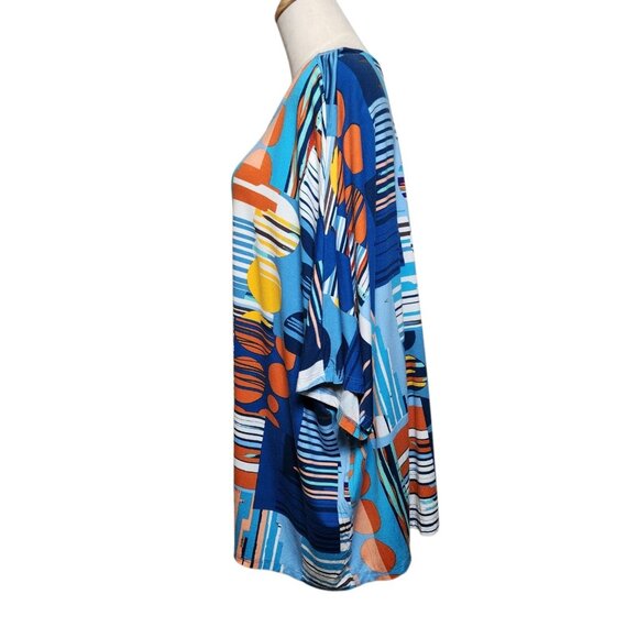 NorthStyle 3X Top Short Dolman Sleeve Colorful Abstract Print North Style - Picture 3 of 8